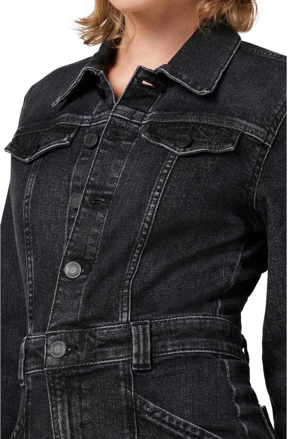 image:imageHudson Womens Cargo Long Sleeve Denim Reconstructed DressBlack Ink