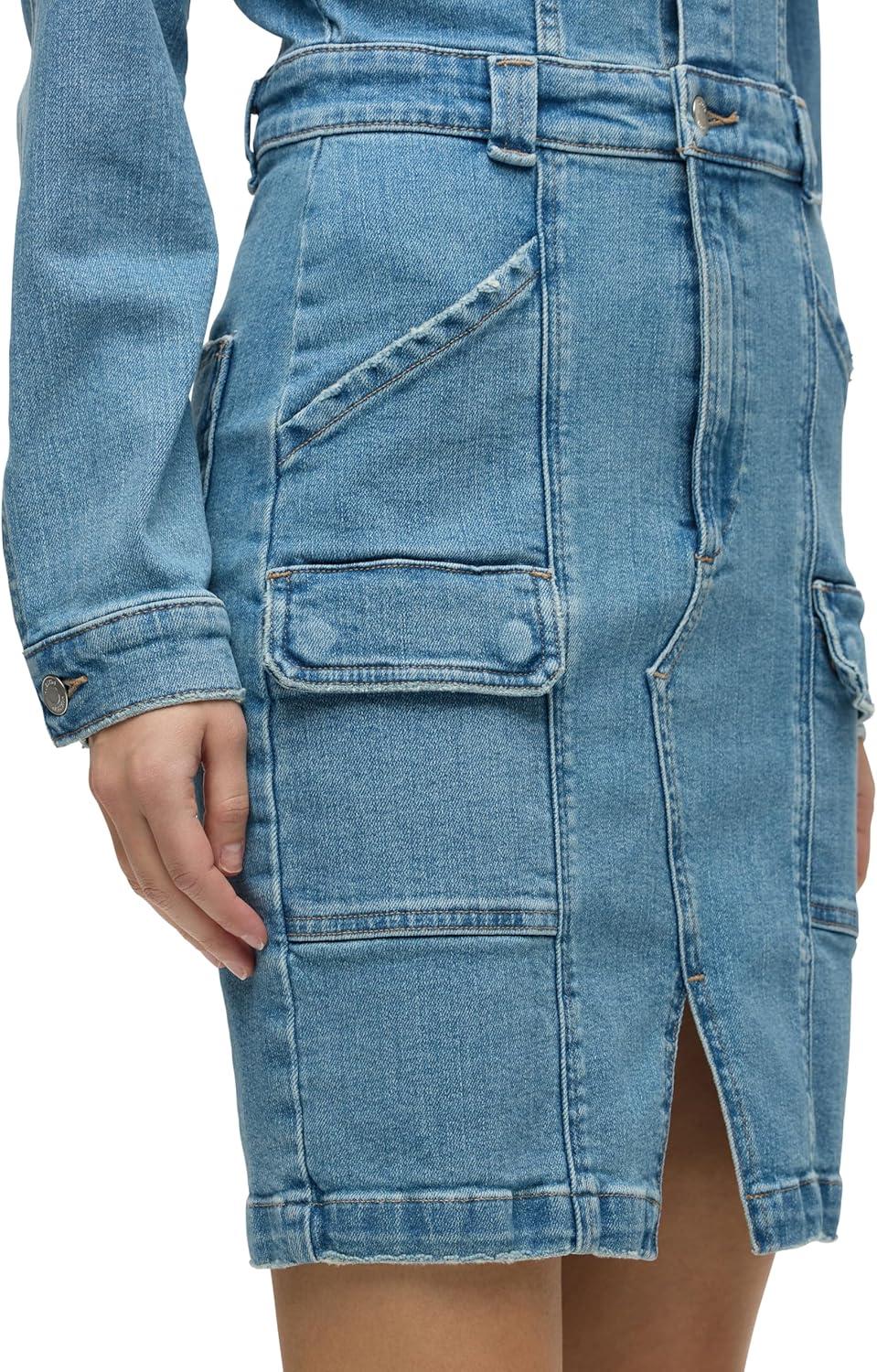 image:imageHudson Womens Cargo Long Sleeve Denim Reconstructed DressMaize