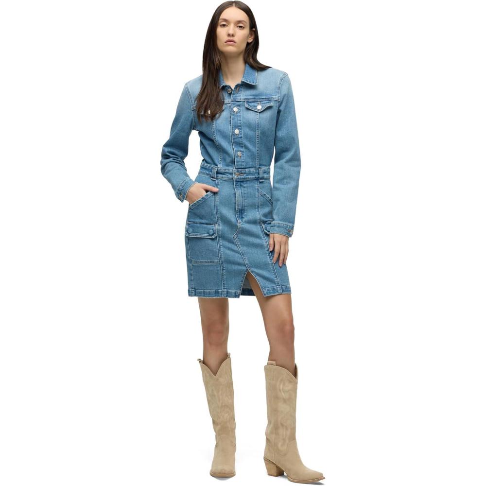 image:imageHudson Womens Cargo Long Sleeve Denim Reconstructed DressMaize