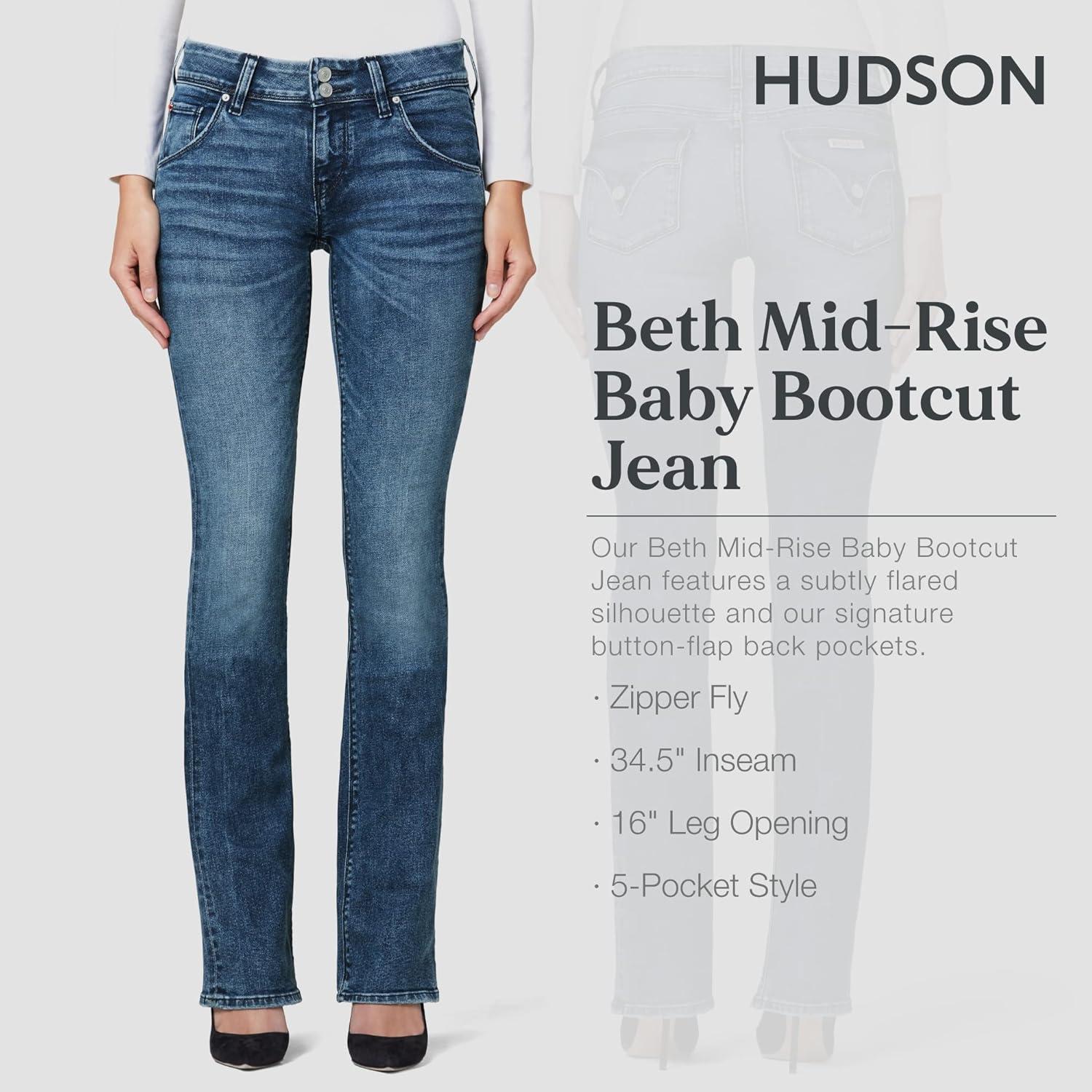 image:imageHudson Jeans Womens Beth Mid Rise Petite Baby Bootcut Jean with Back Flap PocketsMemory Lane