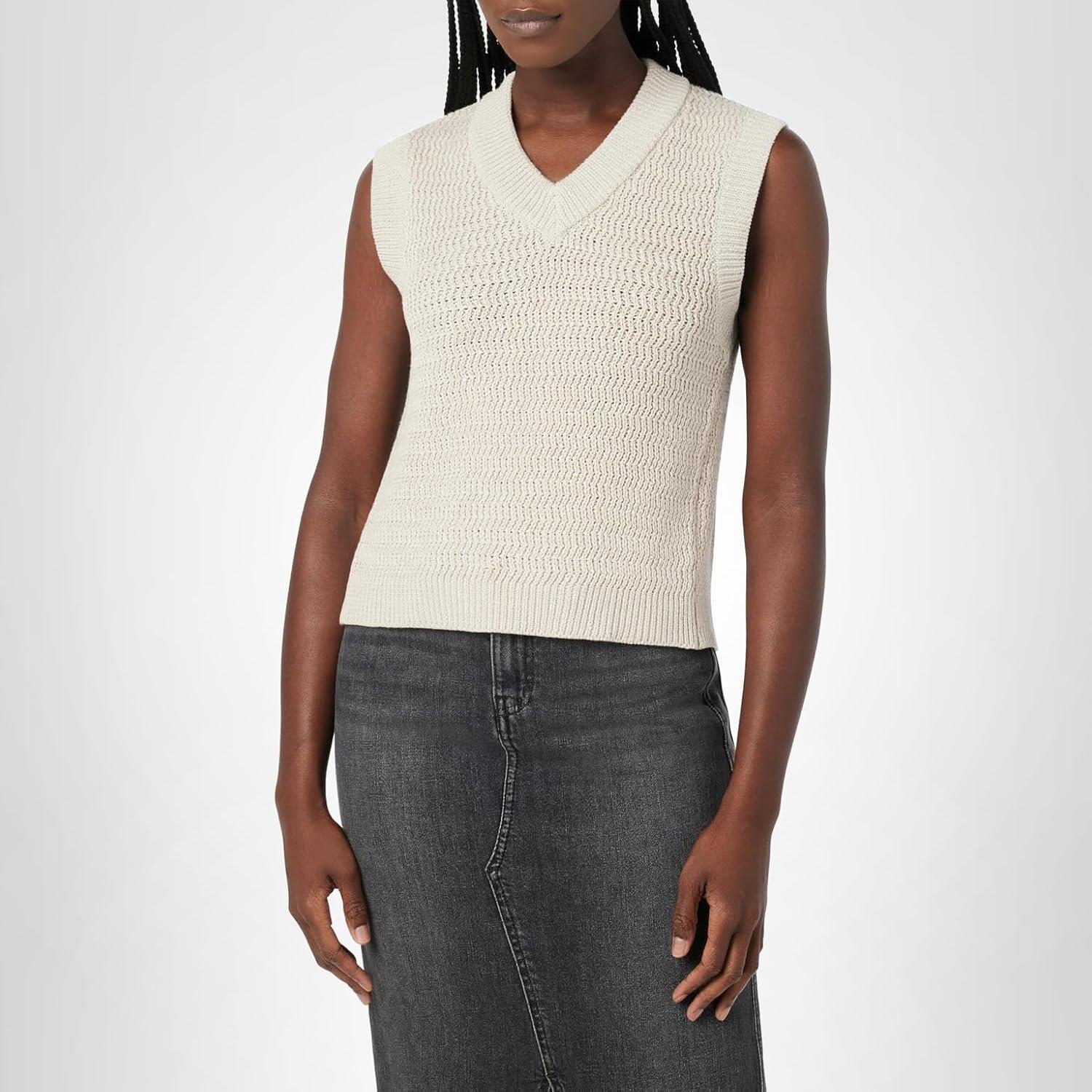 image:imageHUDSON Womens Knot Back VNeck Sleeveless SweaterIvory