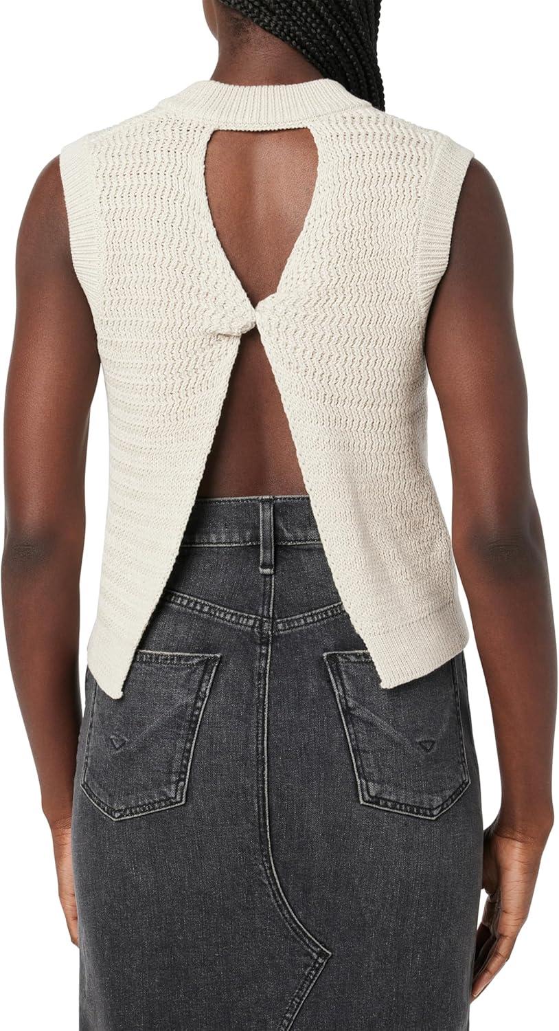image:imageHUDSON Womens Knot Back VNeck Sleeveless SweaterIvory