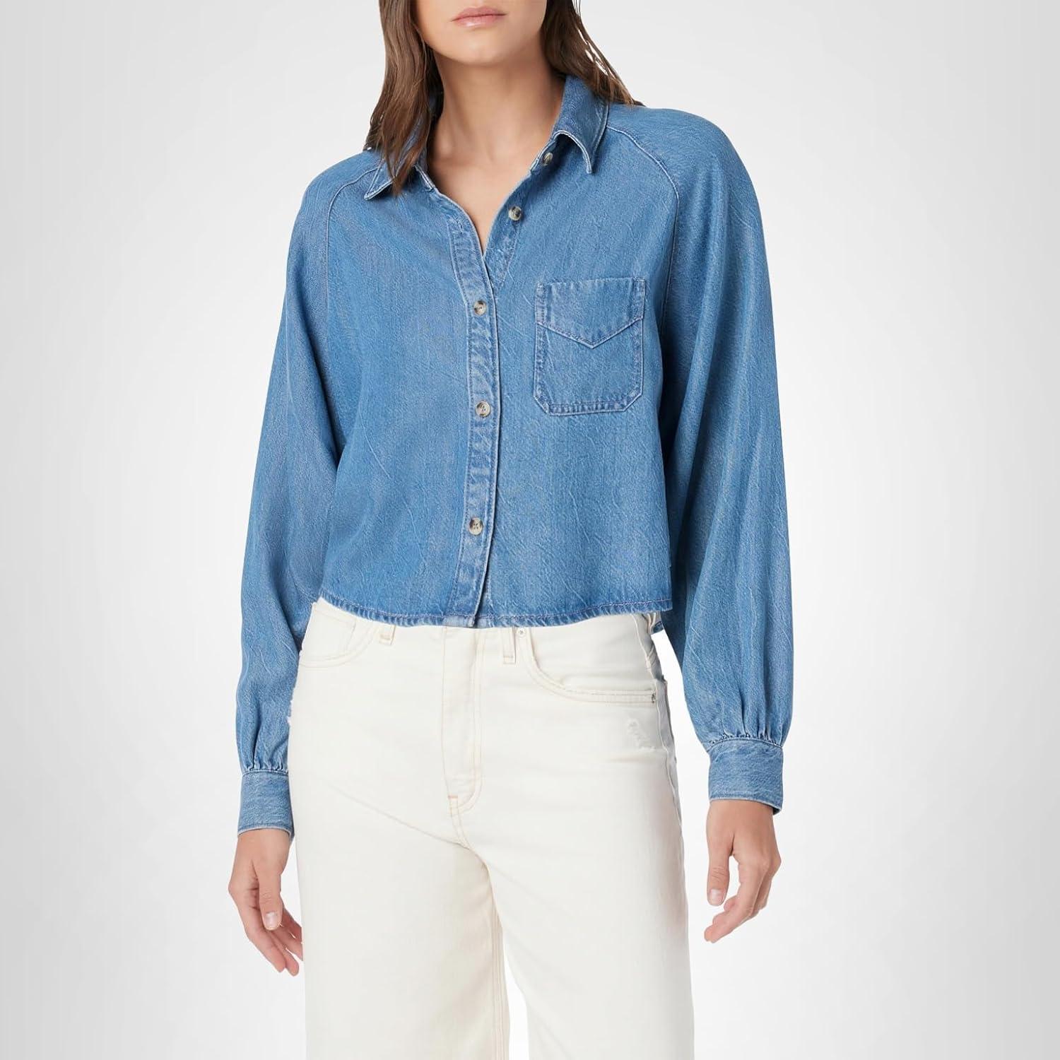 image:imageHUDSON Womens Raglan Balloon Sleeve Button Down ShirtCarnival