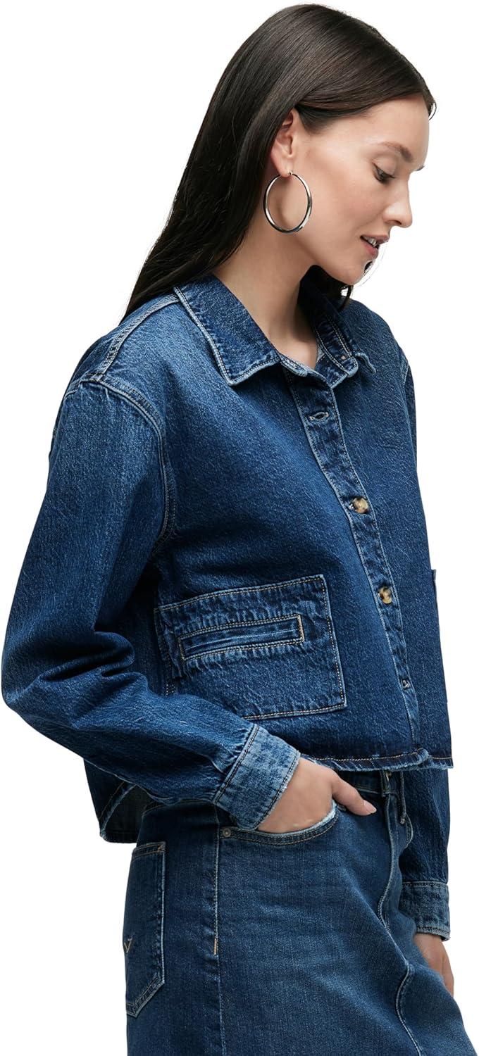 image:imageHudson Womens Boxy Long Sleeve Button Down Shirt with PocketsRain on Me