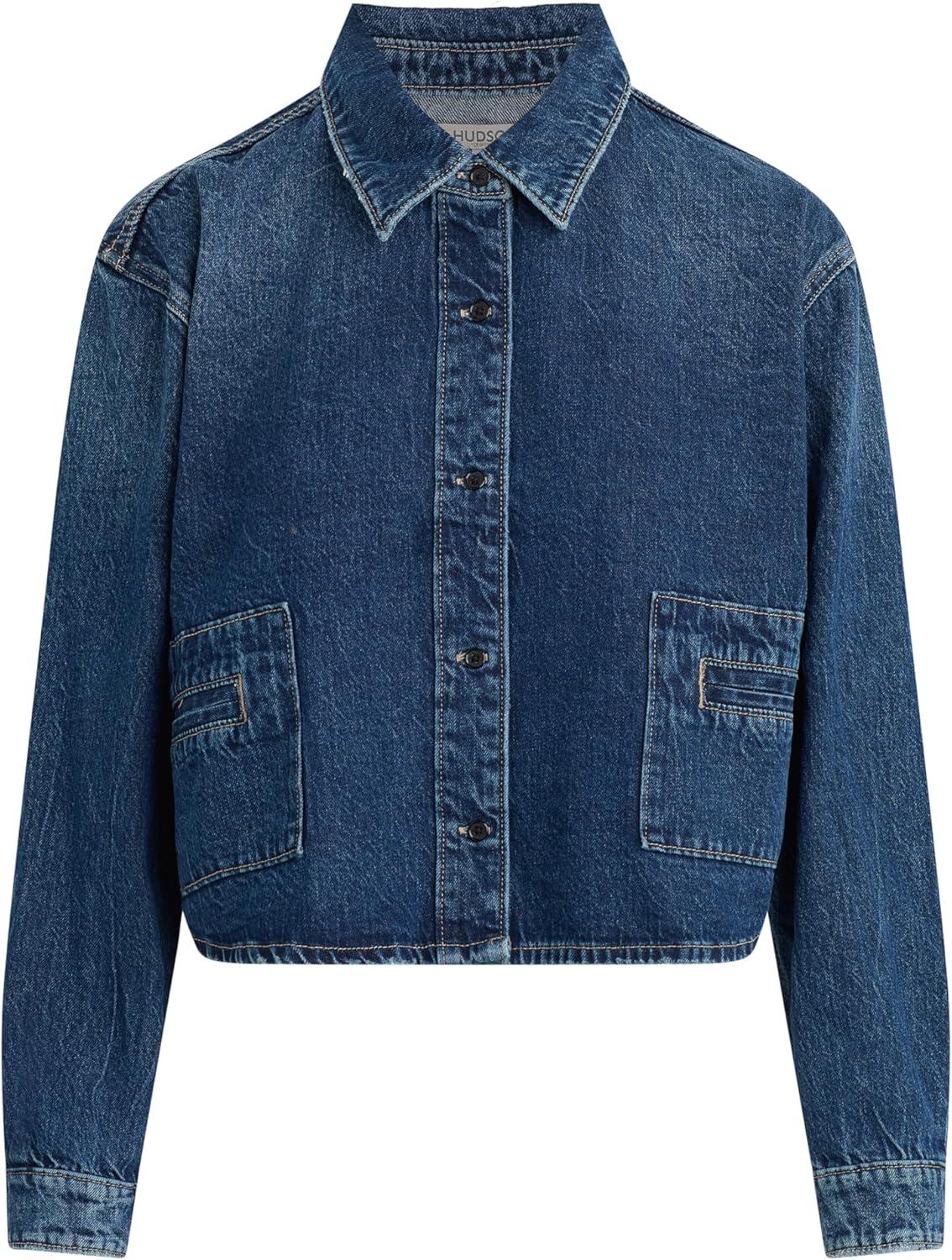 image:imageHudson Womens Boxy Long Sleeve Button Down Shirt with PocketsRain on Me