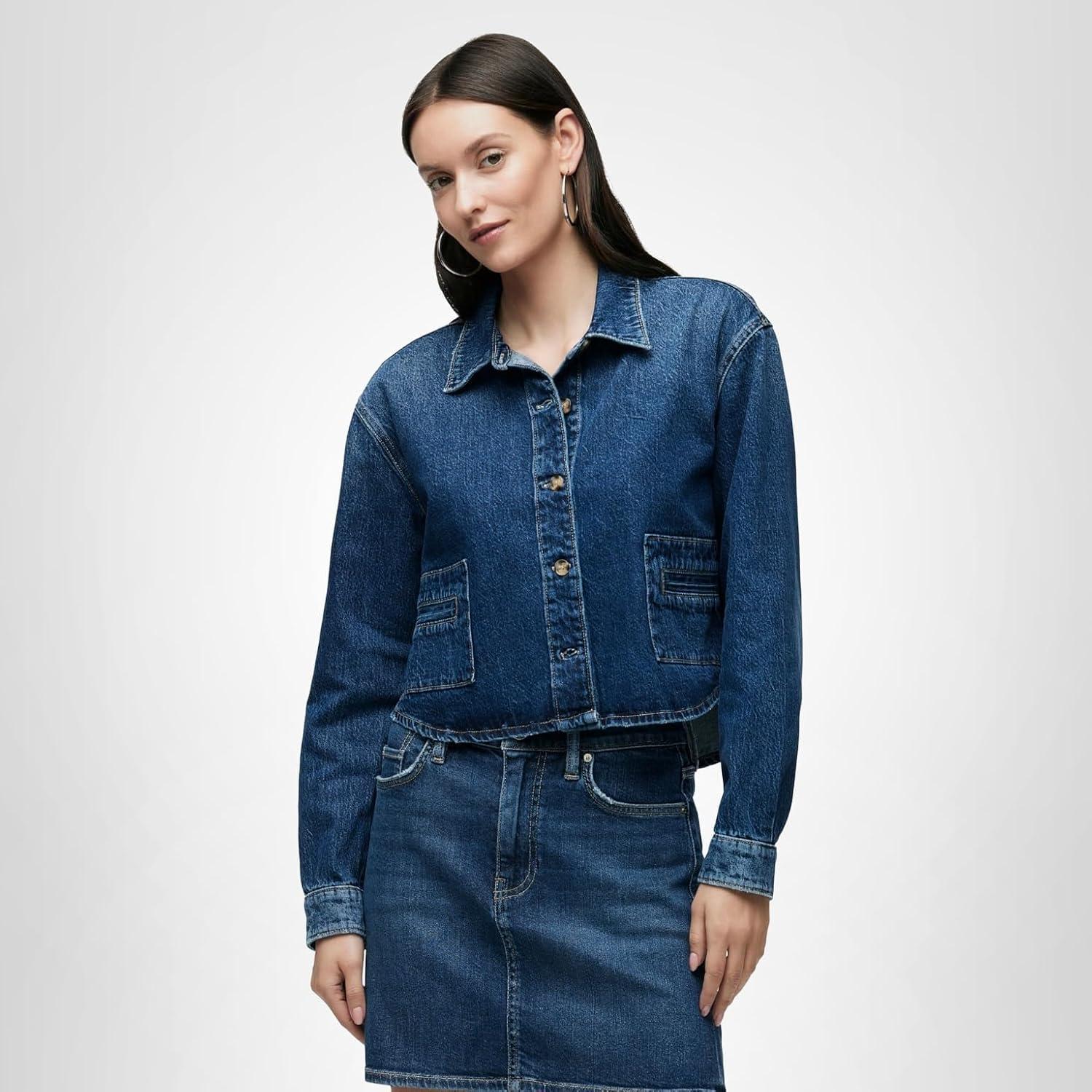 image:imageHudson Womens Boxy Long Sleeve Button Down Shirt with PocketsRain on Me