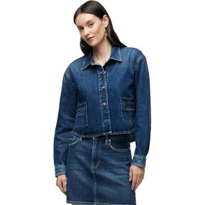Hudson Womens Boxy Long Sleeve Button Down Shirt with Pockets(Rain on Me)