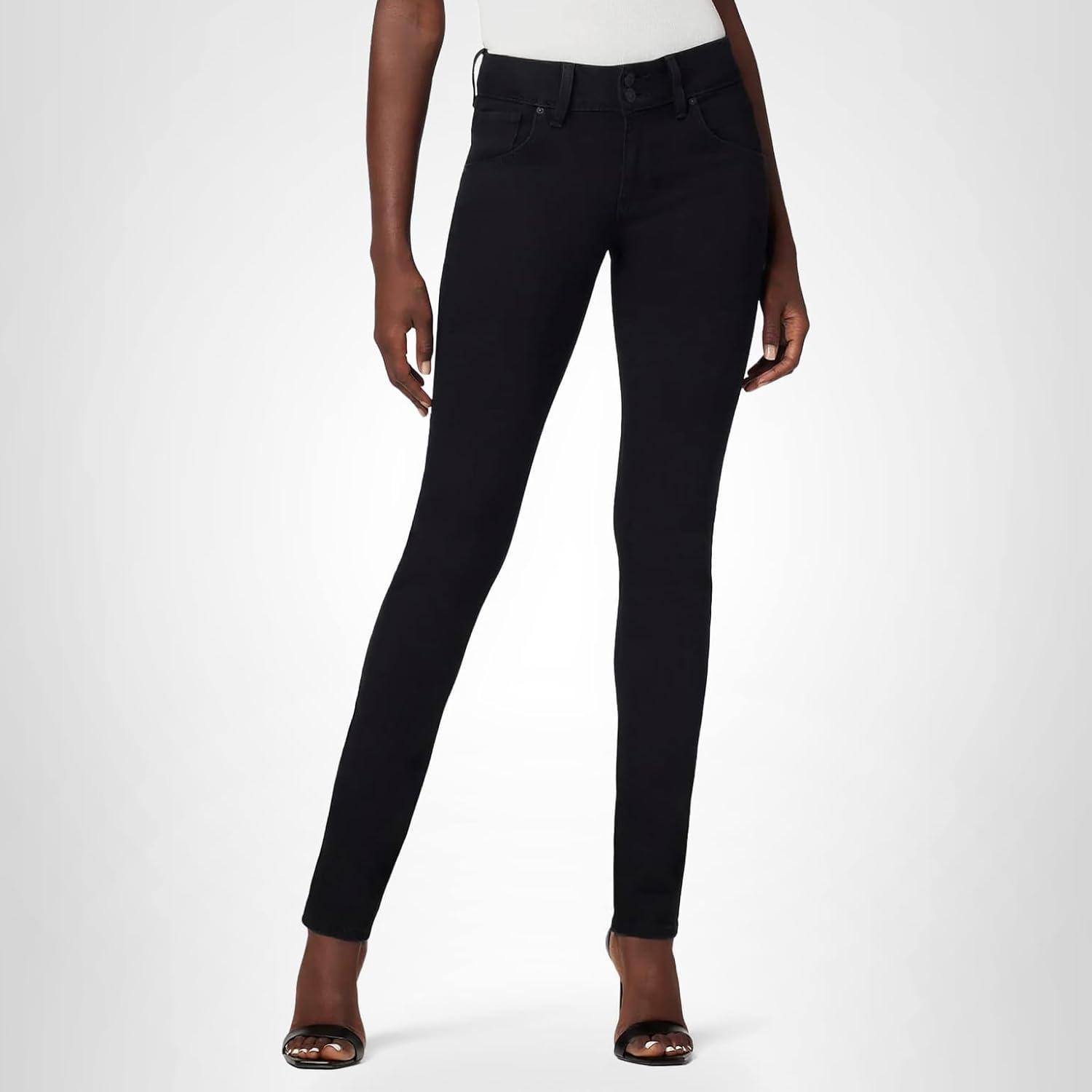 image:imageHudson Womens Collin Mid Rise Skinny Jean with Back Flap PocketsBlack