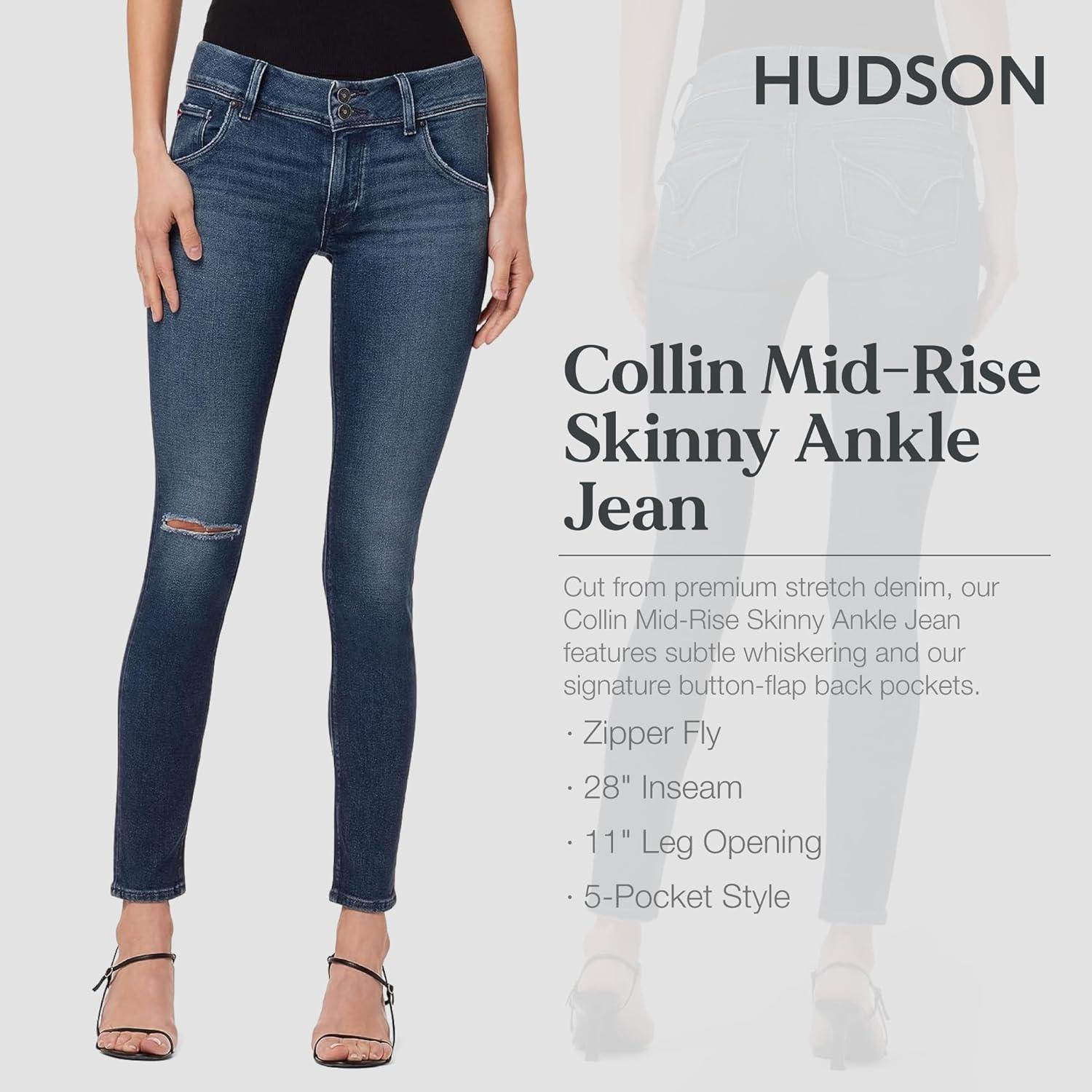 image:imageHudson Womens Collin Mid Rise Skinny Jean with Back Flap PocketsSea Floor