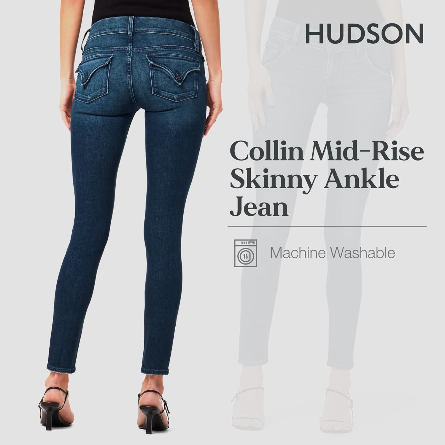 image:imageHudson Womens Collin Mid Rise Skinny Jean with Back Flap PocketsSea Floor