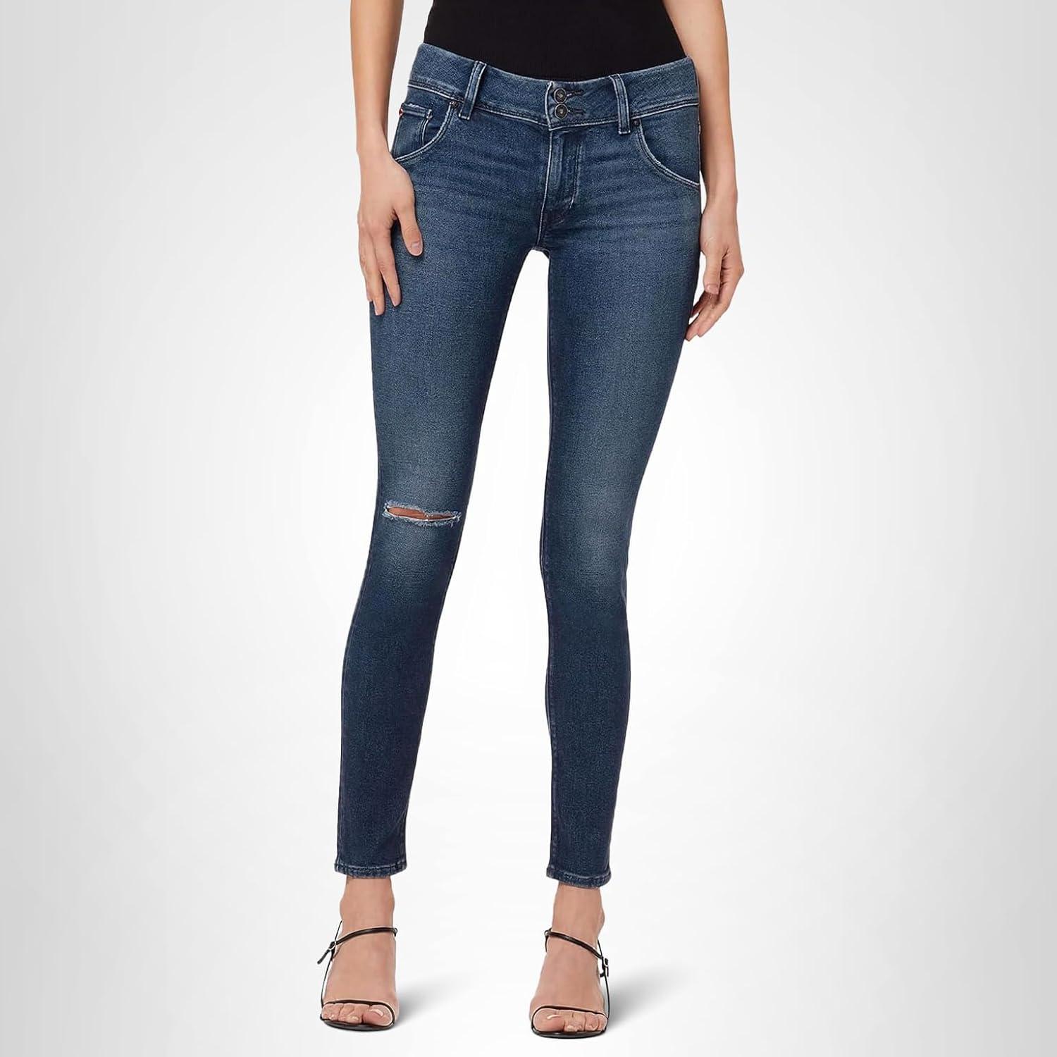image:imageHudson Womens Collin Mid Rise Skinny Jean with Back Flap PocketsSea Floor