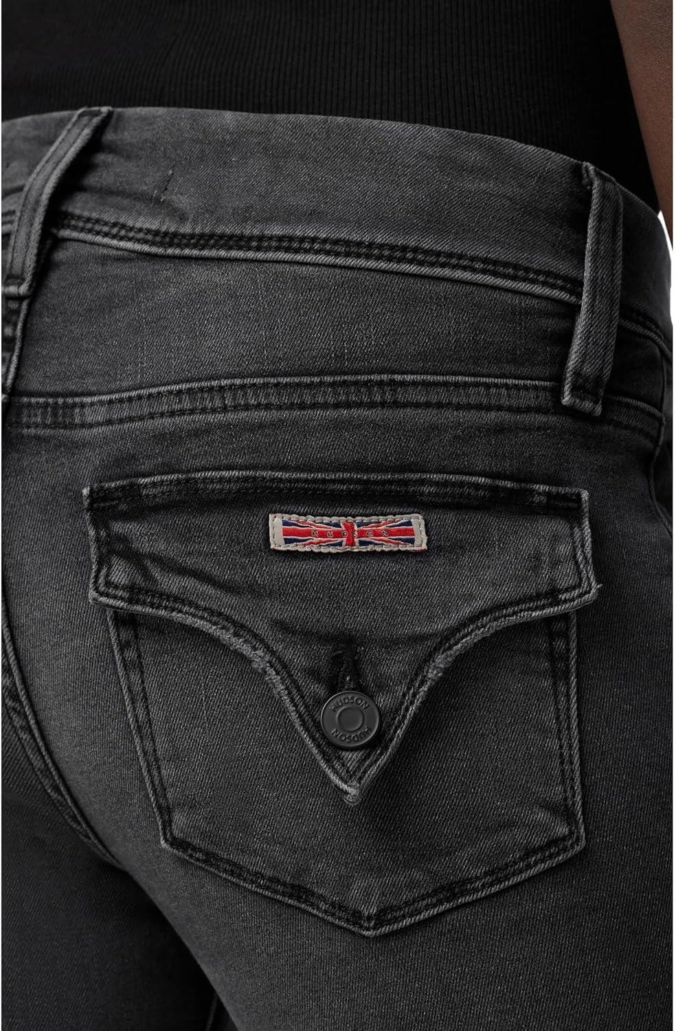image:imageHudson Womens Collin Mid Rise Skinny Jean with Back Flap PocketsSolid Black