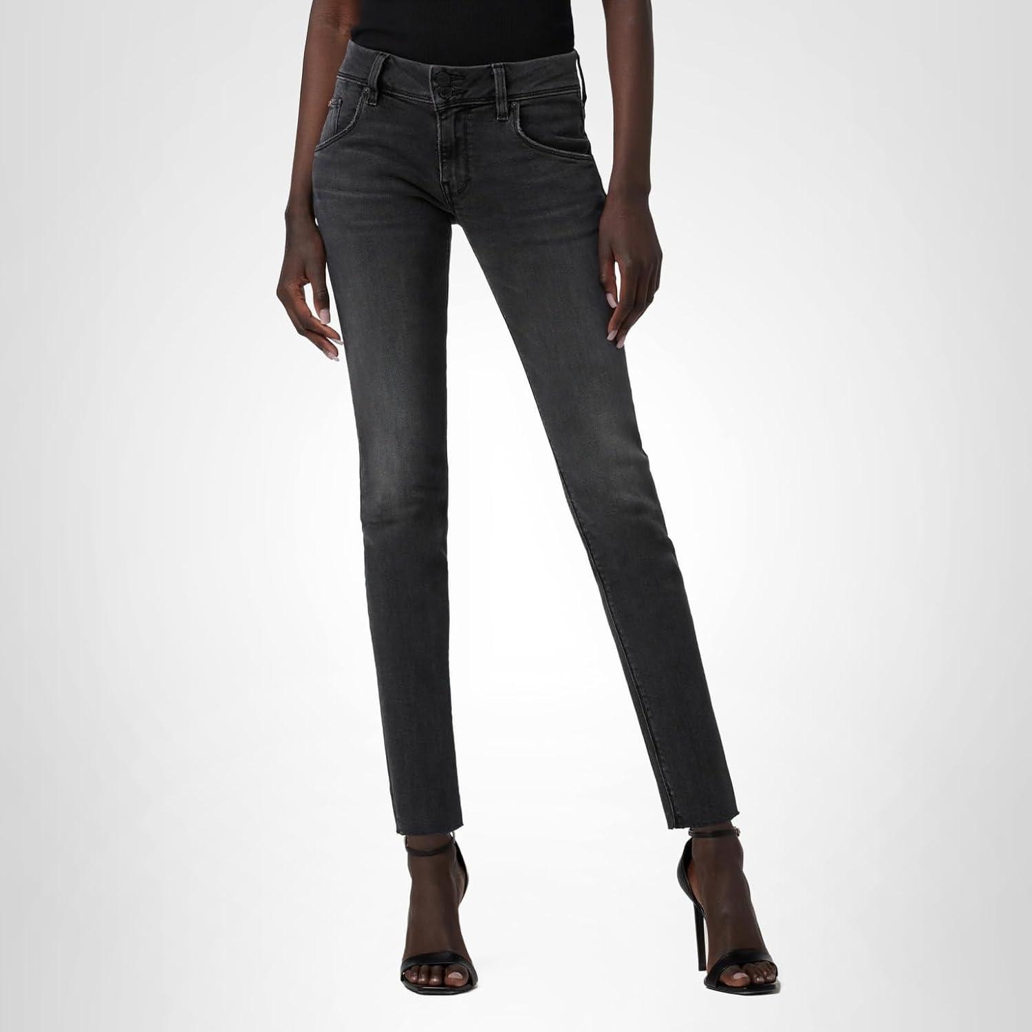 image:imageHudson Womens Collin Mid Rise Skinny Jean with Back Flap PocketsSolid Black