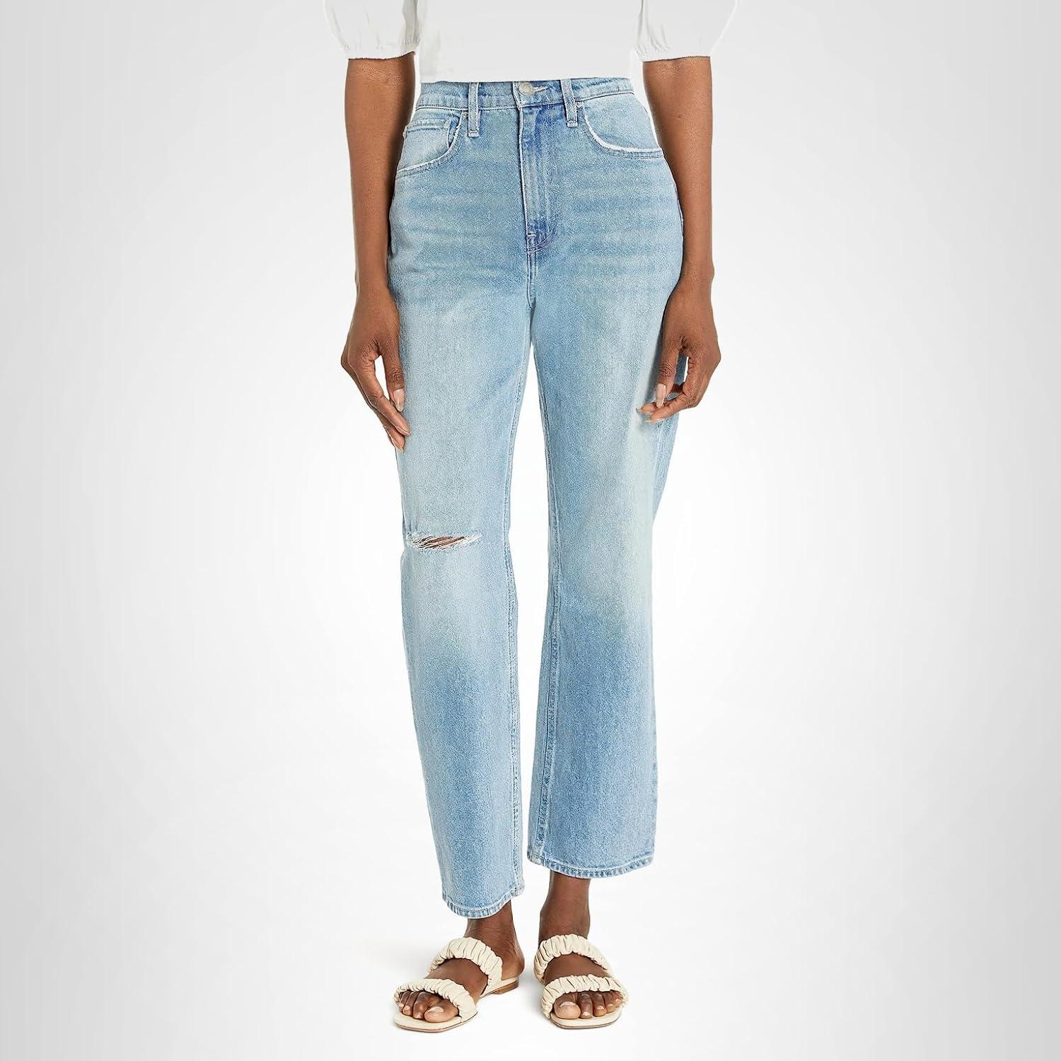 image:imageHudson Womens Jade High Rise Straight Loose Fit Crop JeanParadise