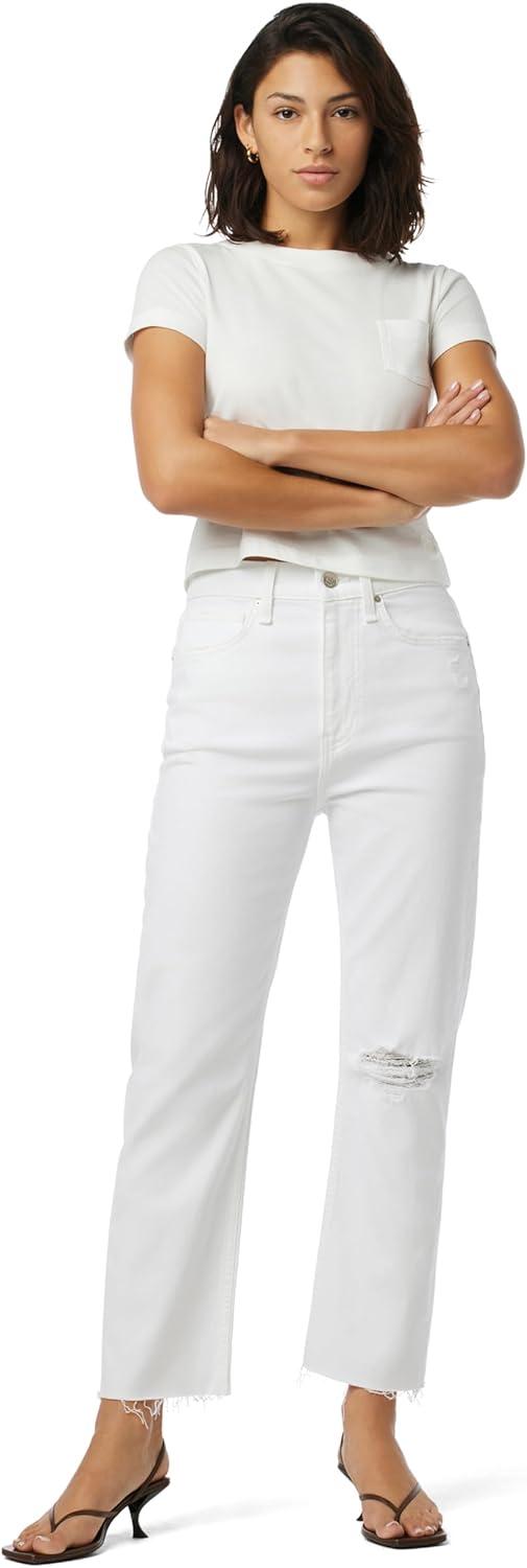 image:imageHudson Womens Jade High Rise Straight Loose Fit Crop JeanTorn White