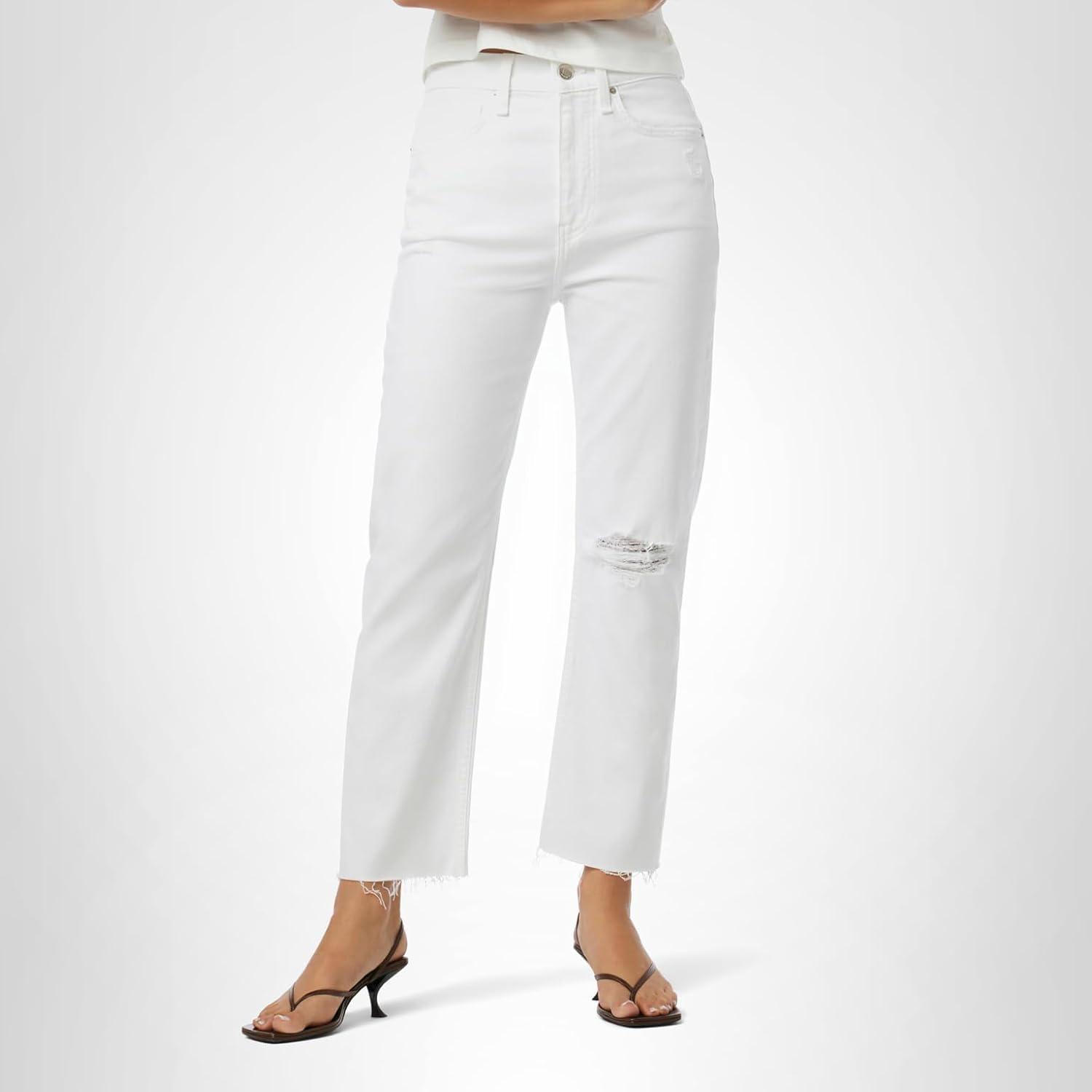 image:imageHudson Womens Jade High Rise Straight Loose Fit Crop JeanTorn White