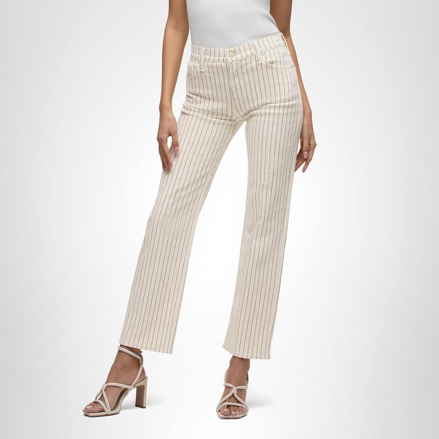 image:imageHudson Womens Remi HighRise Straight Leg JeanEcru Stripe
