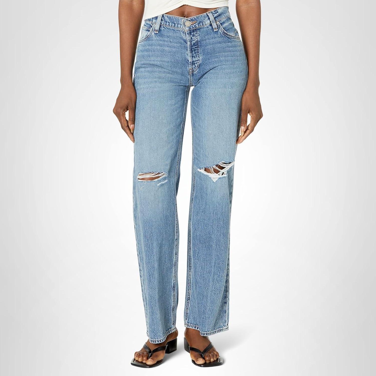 image:imageHudson Womens Rosie High Rise Wide Leg JeanGolden Destructed
