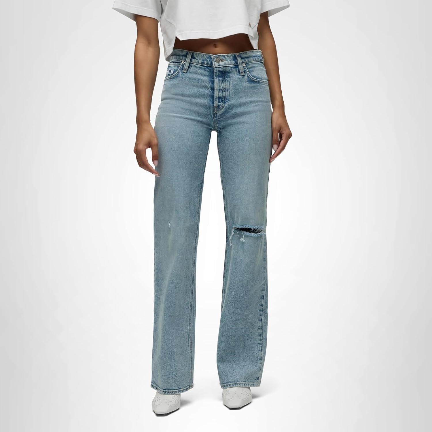 image:imageHudson Womens Rosie High Rise Wide Leg JeanRider Destructed
