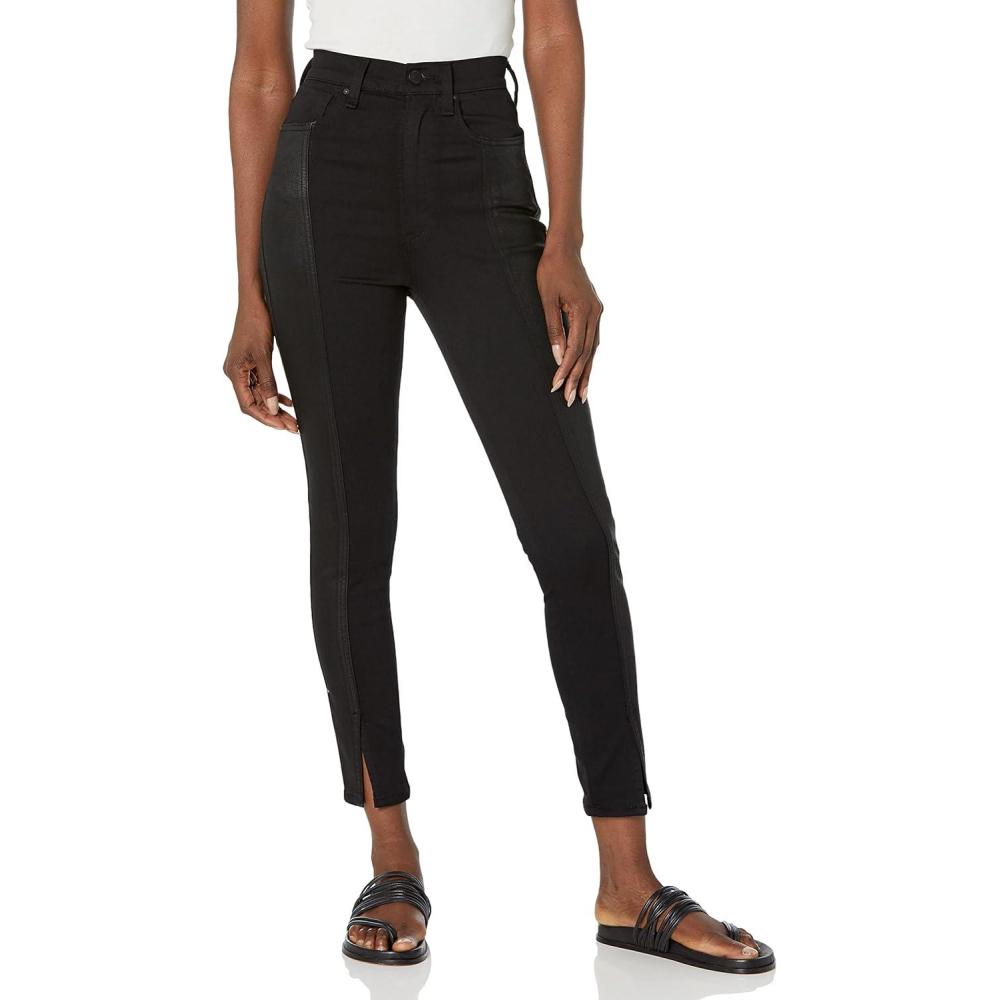 image:imageHUDSON Womens Centerfold Extreme HighRise Super Skinny Ankle JeanBlack Coated Denim