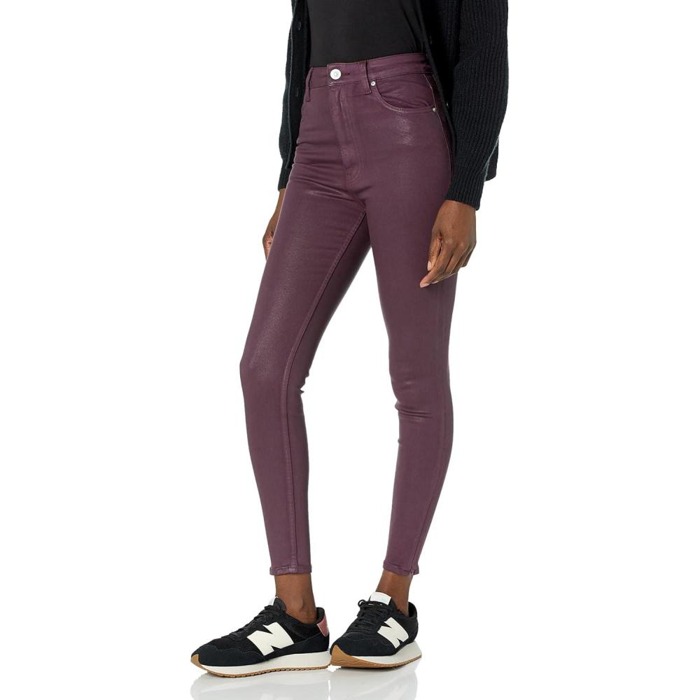 image:imageHUDSON Womens Centerfold Extreme HighRise Super Skinny Ankle JeanCoated Grape Wine