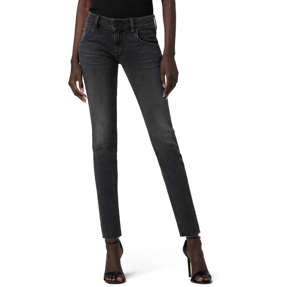 image:imageHudson Womens Collin Mid Rise Skinny Jean with Back Flap PocketsSolid Black