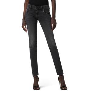Hudson Womens Collin Mid Rise Skinny Jean, with Back Flap Pockets(Solid Black)