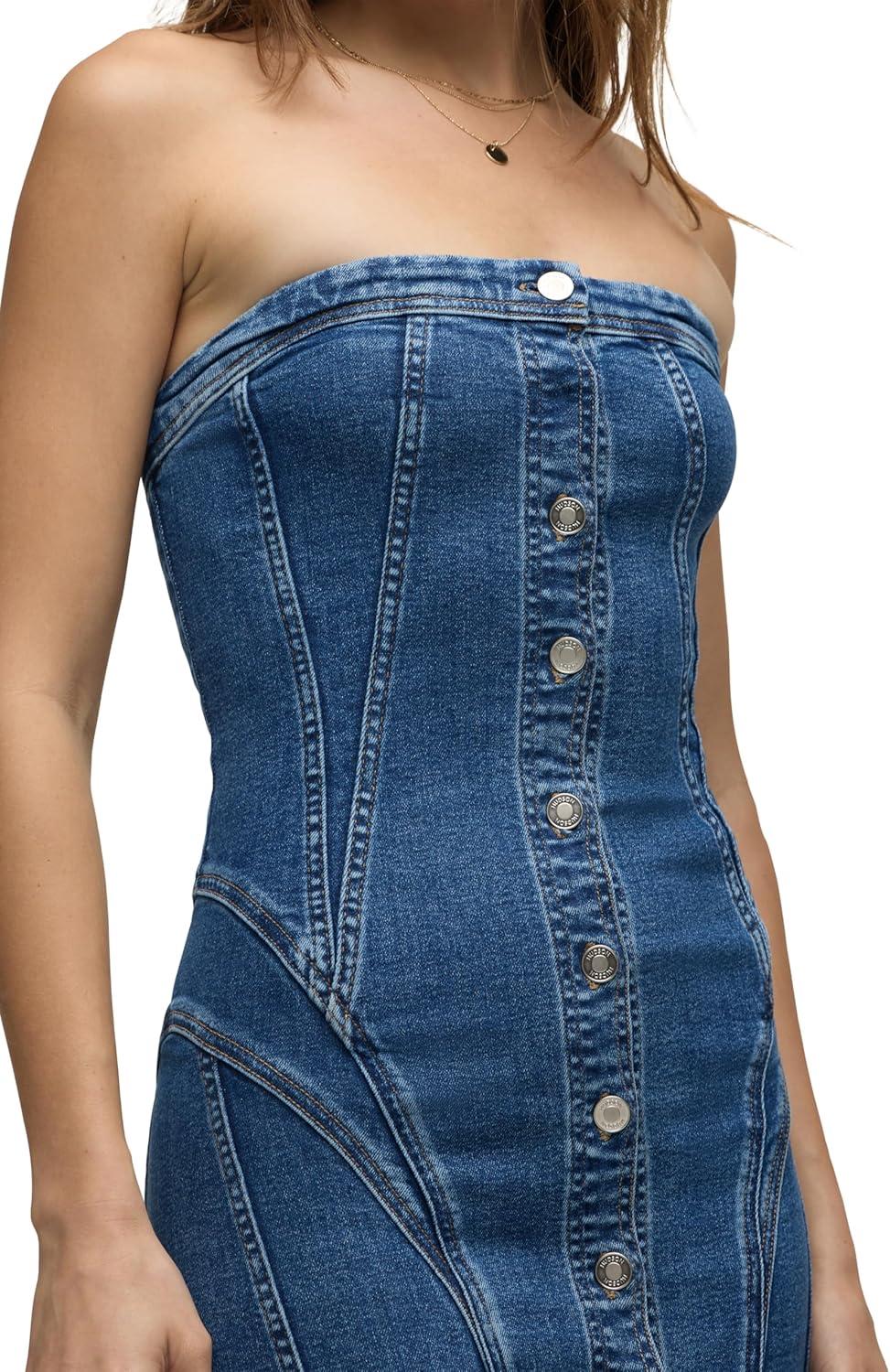 image:imageHUDSON Womens Strapless Seamed Midi DressCupcake