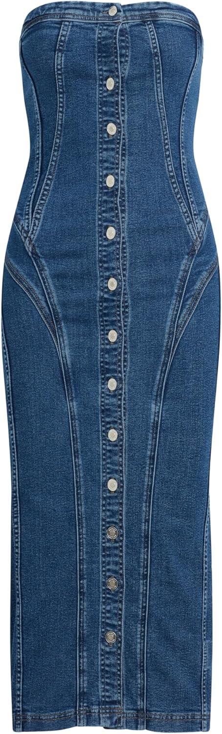 image:imageHUDSON Womens Strapless Seamed Midi DressCupcake