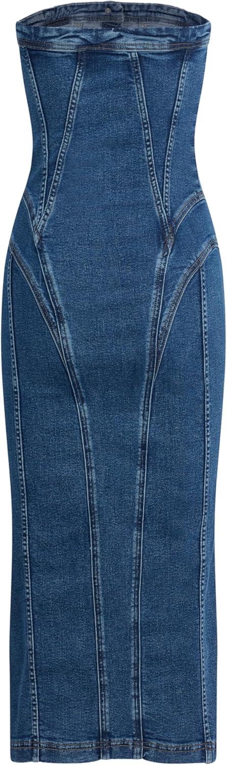image:imageHUDSON Womens Strapless Seamed Midi DressCupcake