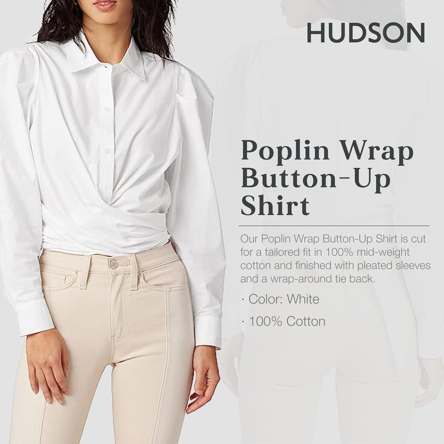 image:imageHUDSON Womens Wrap Poplin Button Up ShirtWhite