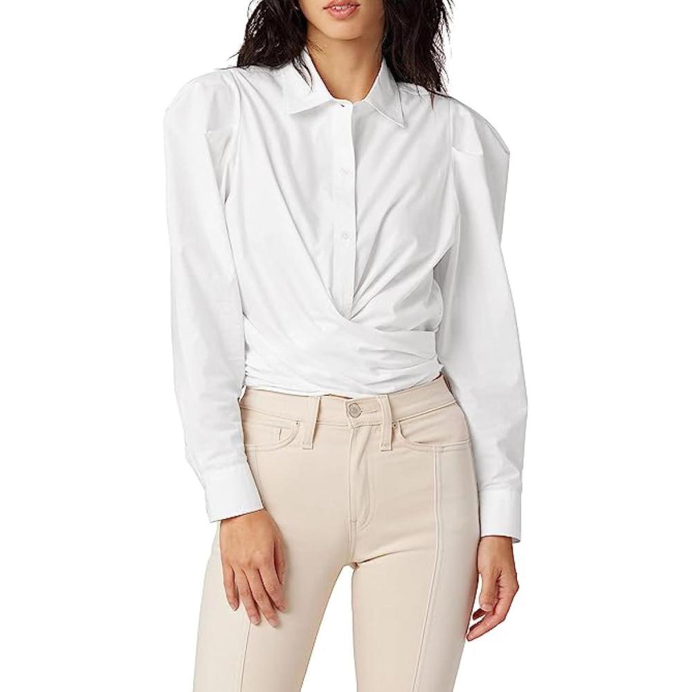 image:imageHUDSON Womens Wrap Poplin Button Up ShirtWhite
