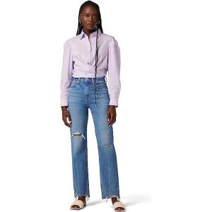HUDSON Women’s Wrap Poplin Button Up Shirt(Pastel Lilac)