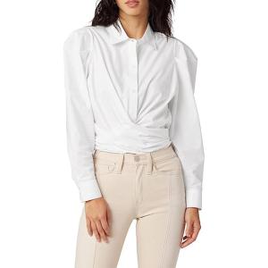 HUDSON Women’s Wrap Poplin Button Up Shirt(White)
