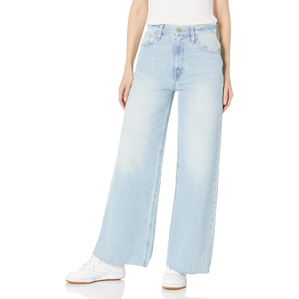 image:imageHudson Womens James HighRise Wide Leg Barefoot JeanIris