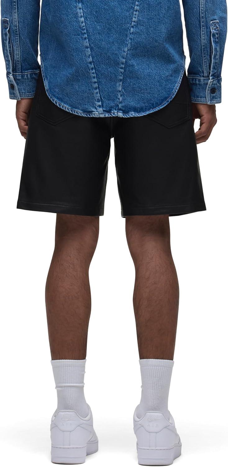 image:imageHUDSON Mens Clint Relaxed ShortBlack Leather