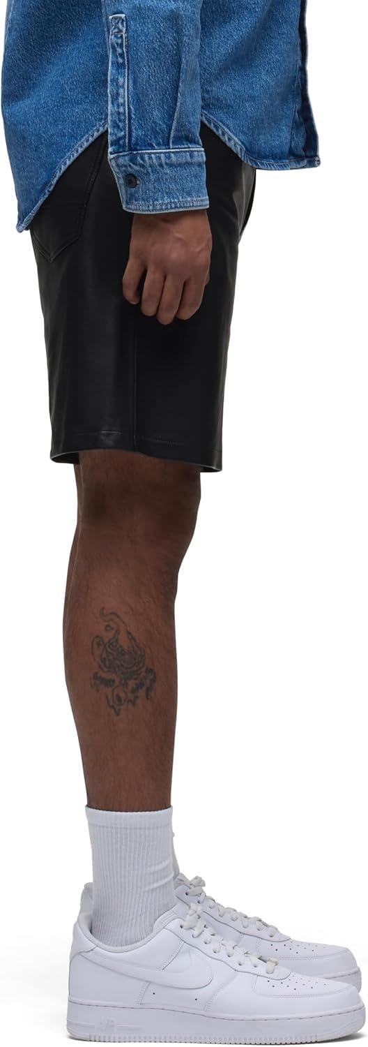 image:imageHUDSON Mens Clint Relaxed ShortBlack Leather