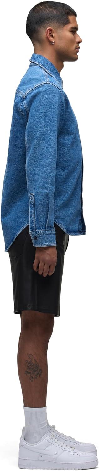 image:imageHUDSON Mens Clint Relaxed ShortBlack Leather