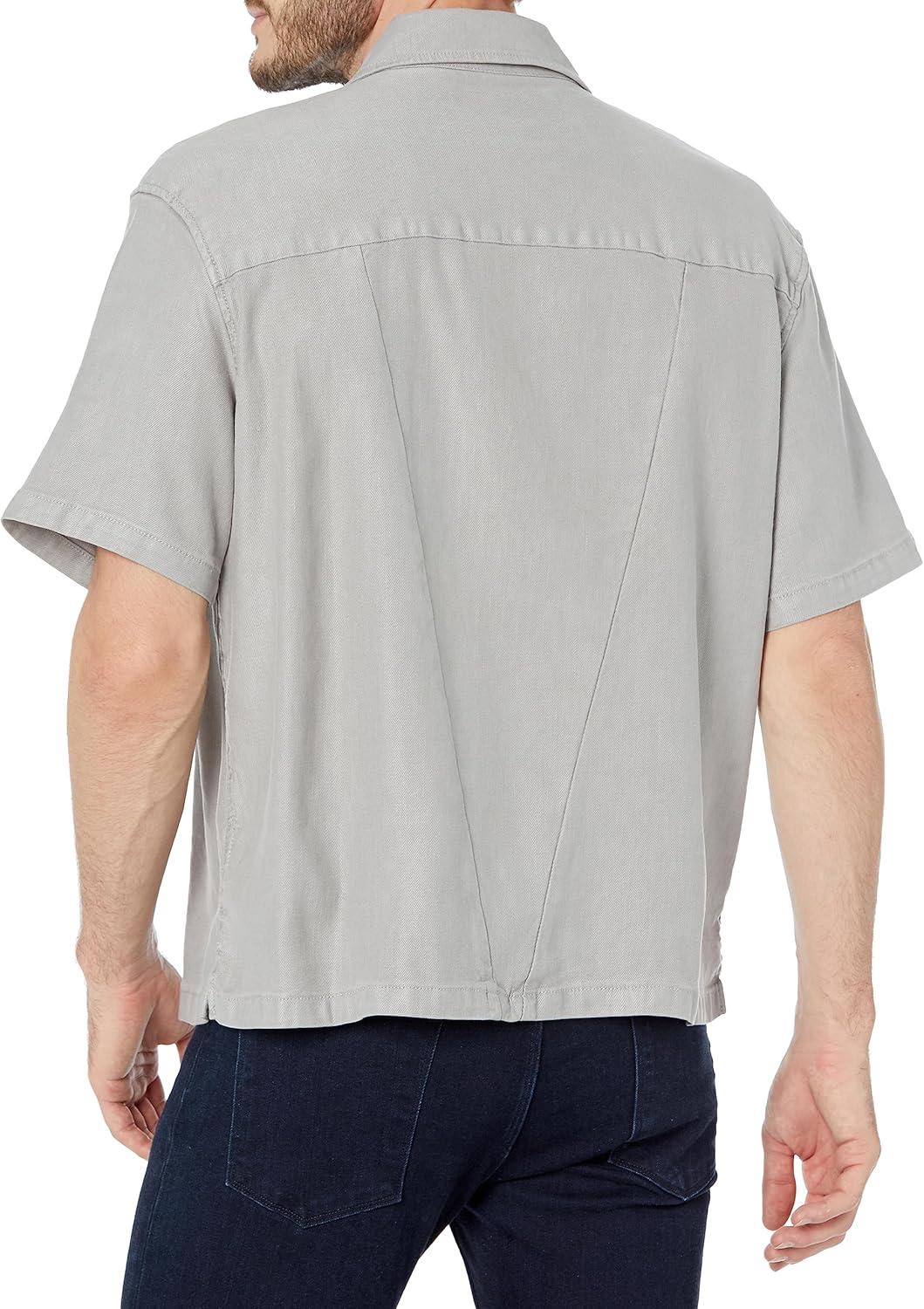 image:imageHUDSON Mens Short Sleeve Button Up Camp ShirtCement